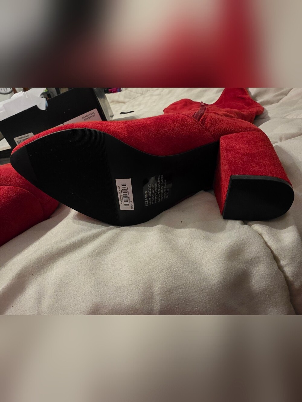 Torrid 8.5 Red Suede Knee-High Block Heel Boots, Wide Calf Approved. - Picture 5 of 11